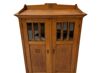 Arts & Crafts Art Nouveau Bookcase with Beveled Glass, 1900s